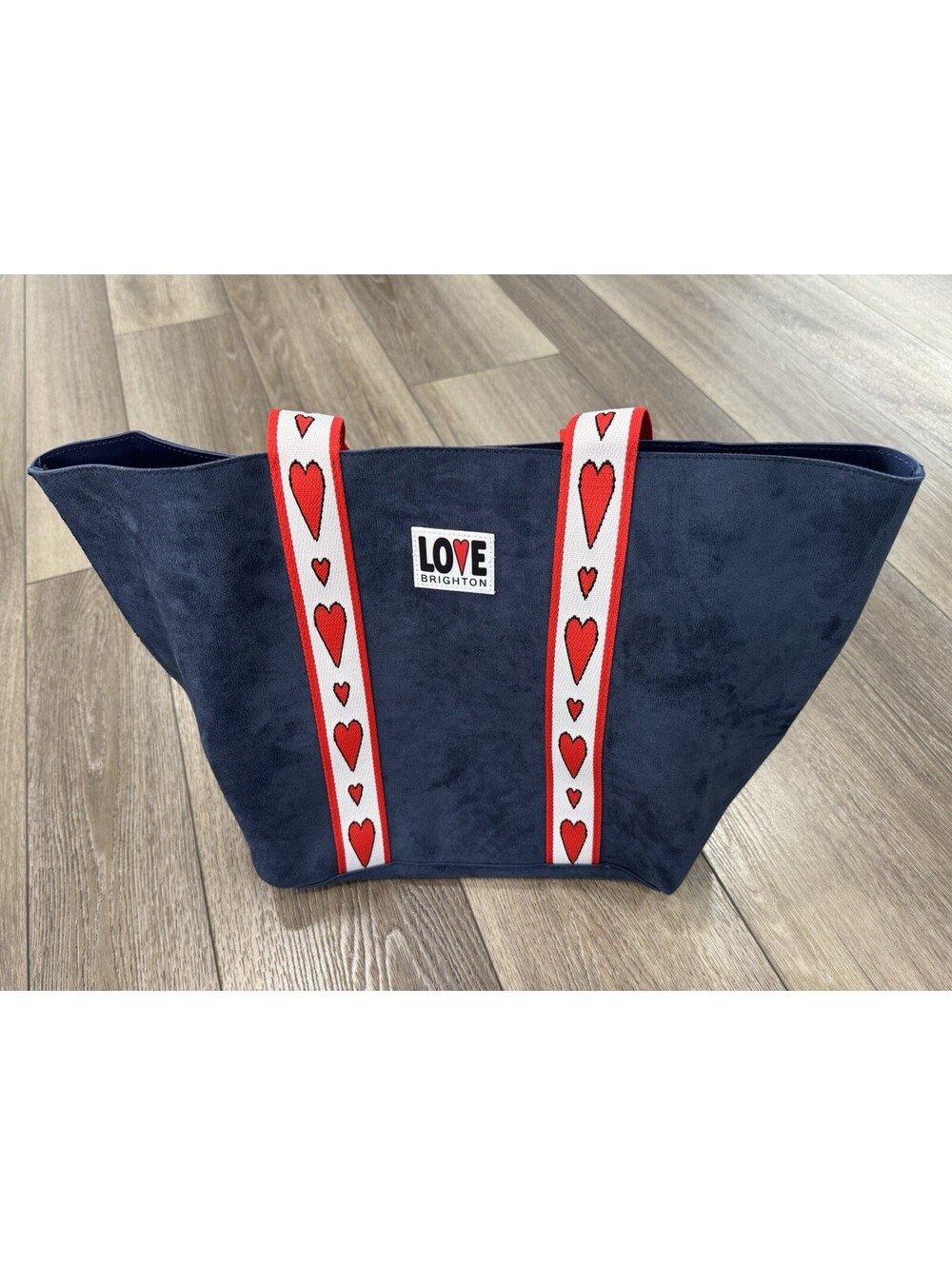 BRIGHTON Velveteen "Love Tote" Navy Blue Suede-Limited Edition